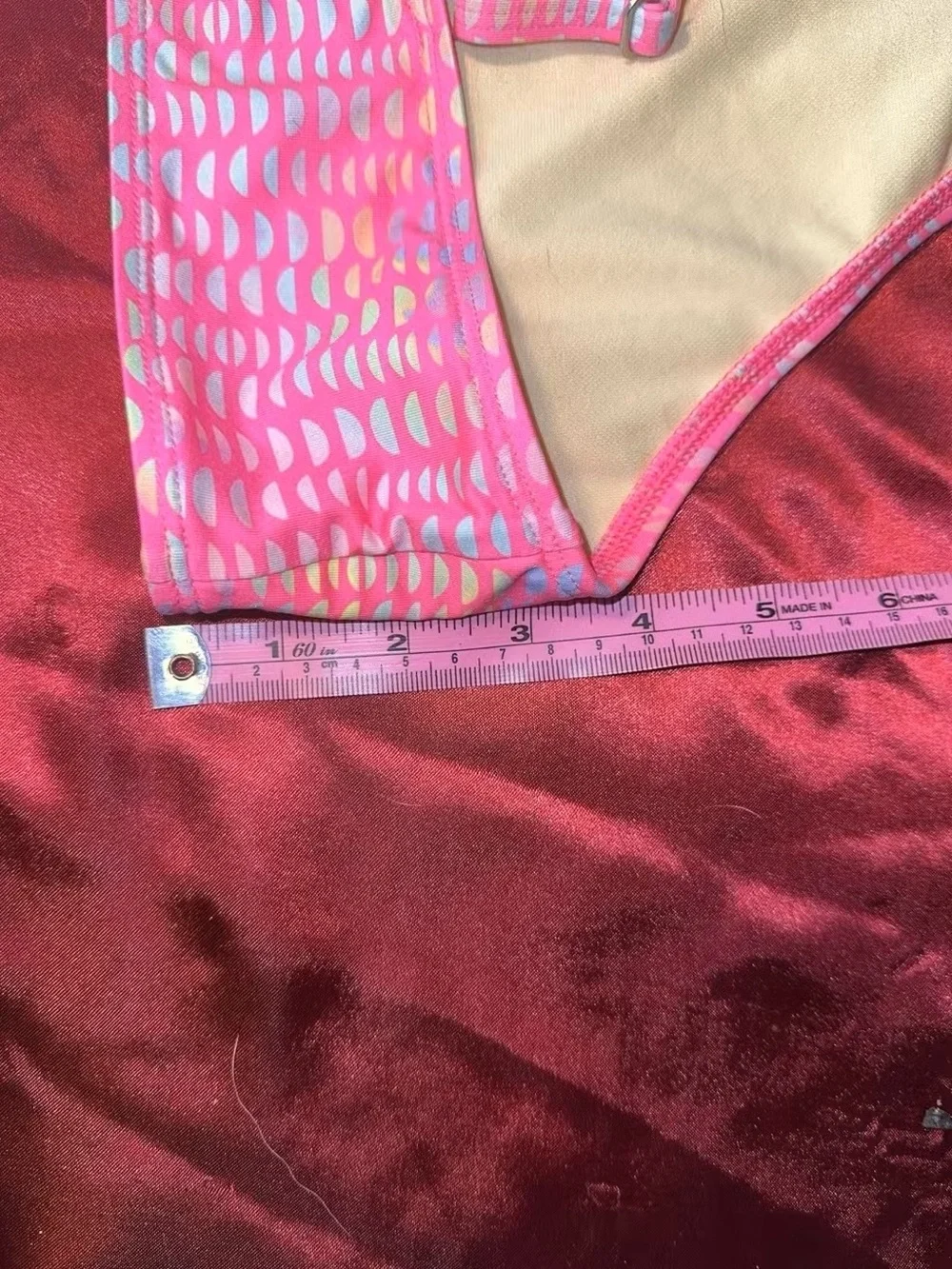 Lands' End Pink and White Patterned Swim Top